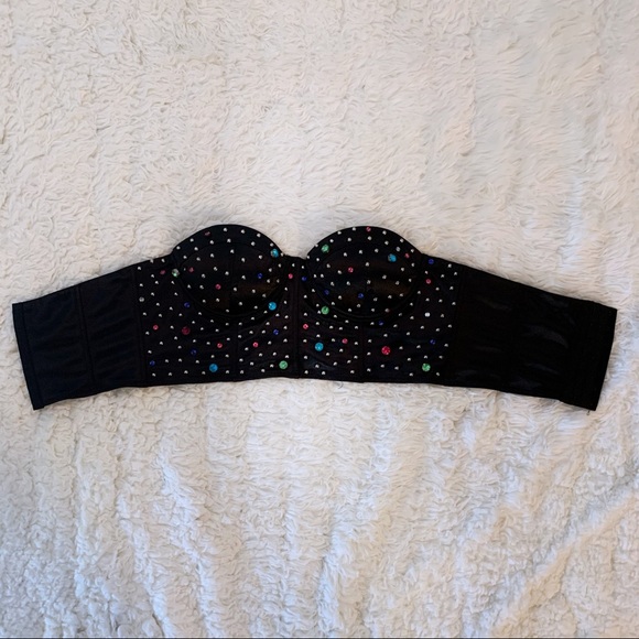 Forever 21 Structured Jeweled Black Crop Bustier - Picture 3 of 6